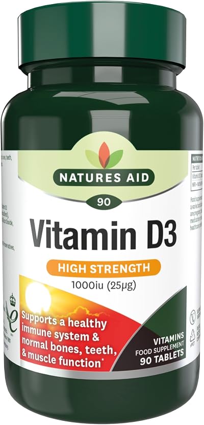 Natures Aid Vitamin D3 1000iu Veg Tablets 90 High Strength Supplement