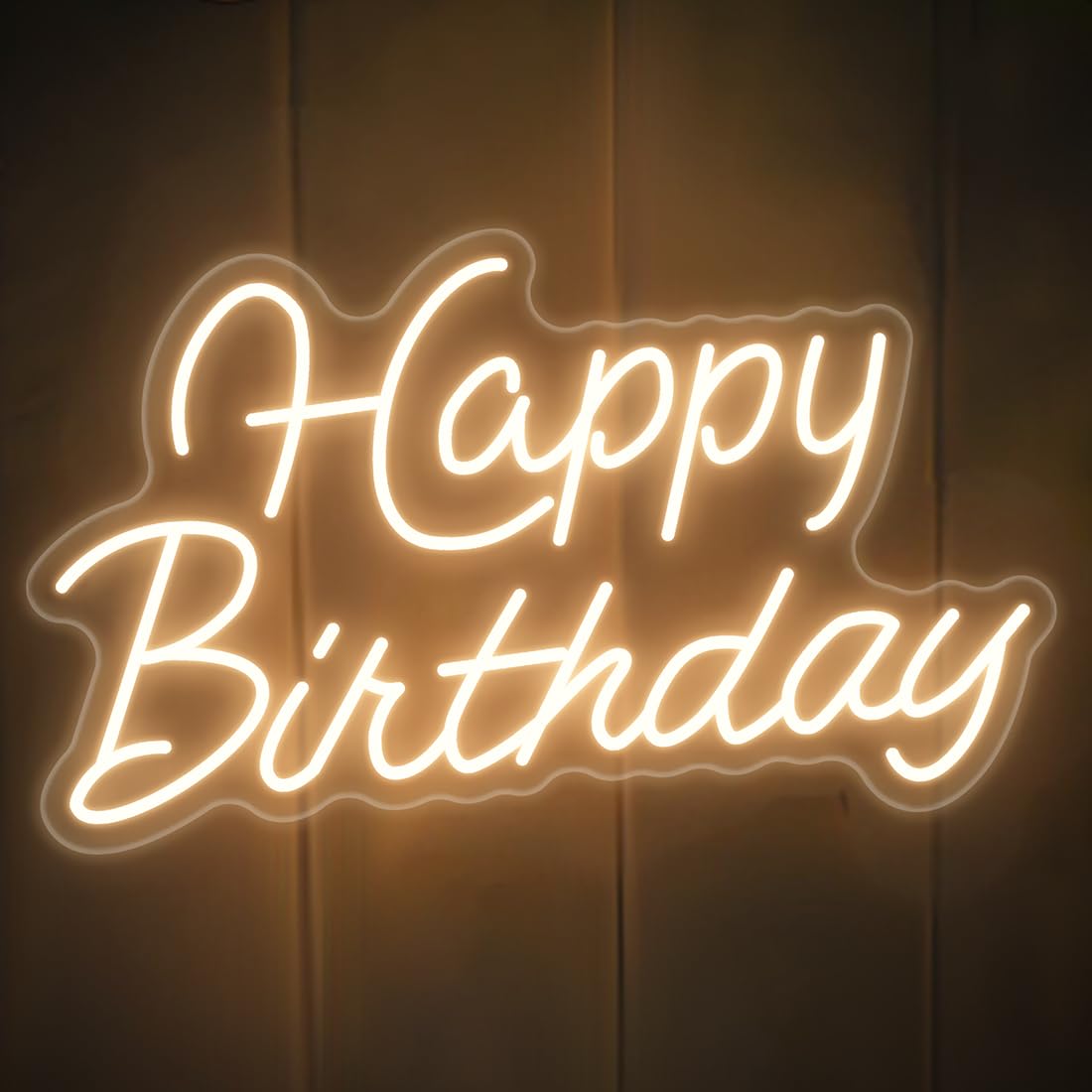 Photo 1 of Happy Birthday Neon Sign for Wall Decor, Led Happy Birthday Light Up Sign for Backdrop Decoration, Warm White, 16.5x9.8 inch