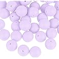 uxcell 50Pcs 15mm Silicone Beads, Round Loose Rubber Bead Bulk Focal Beads for DIY Keychain Pens Bracelets Jewelry Making (Lavender)