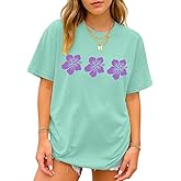 Oversized Graphic Floral T Shirts for Teens Girls Cottage Core Loose Tees Preppy Clothes Casual Aesthetic Vintage Tops