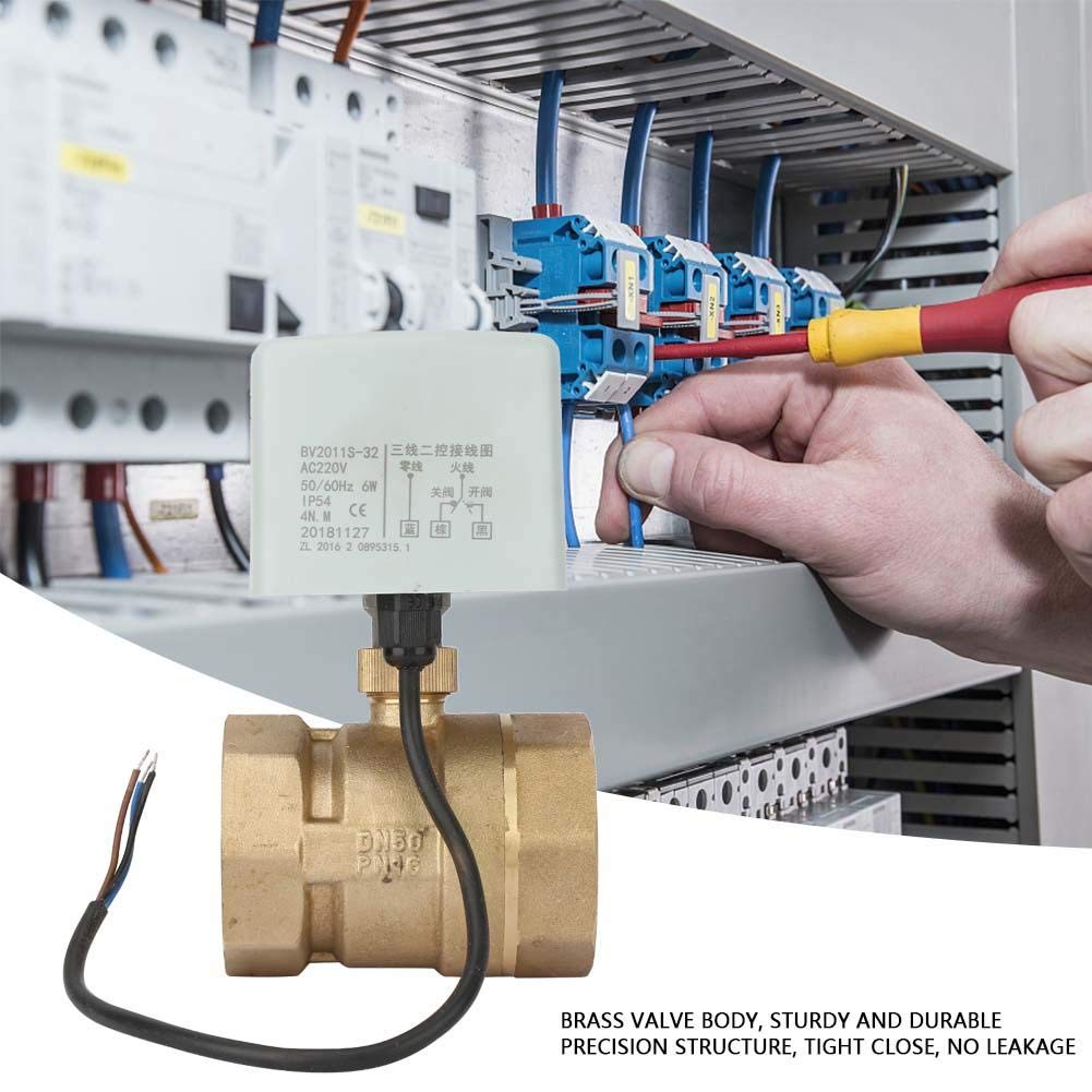 AC 220V Electric Ball Valve, DN50 2" Inch 2-Way 3-Wire Brass Motorized Ball Valve - Image 3