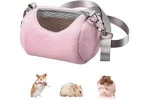 WONTEE Dwarf Hamster Carrier Bag Portable Cylinder Warm Outdoor Bag with Adjustable Single Shoulder Strap (Pink)