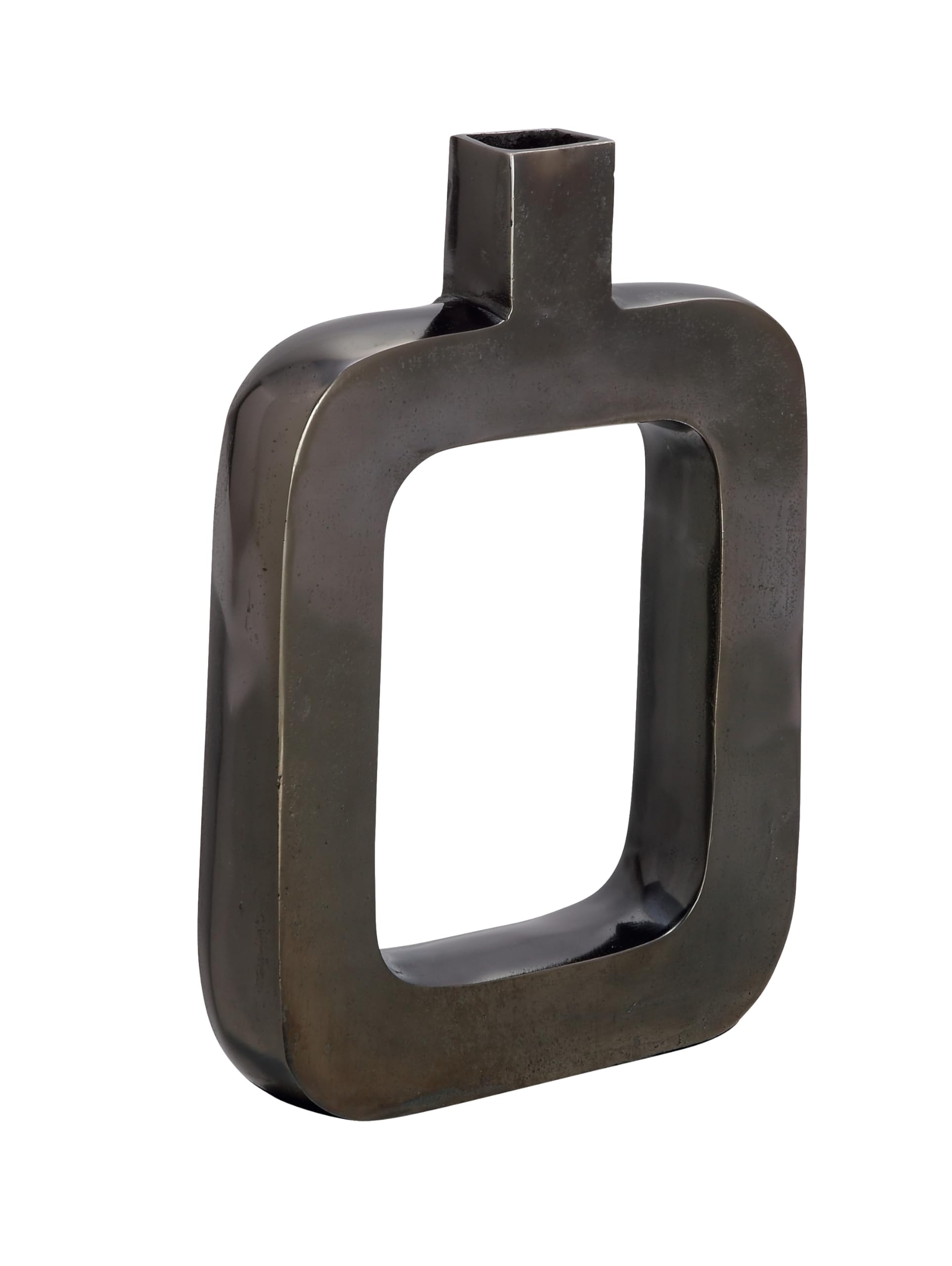 Deco 79 Aluminum Vase with Cut Out Frame, 10" x 2" x 14", Black