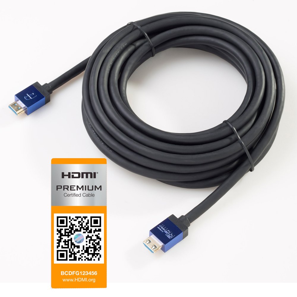 SlimHDMI 6m Premium Certified HDMI Cable with Secure Lock Connector (4K Ultra HD, Gold Plated, 1080p, 3D, High Speed, ARC)