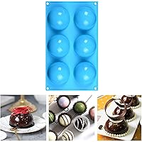 Fimary 3 Inches 6 Holes Half Sphere Silicone Mold For Chocolate, Cake, Jelly, Pudding, Food Grade Round Silicon Molds…