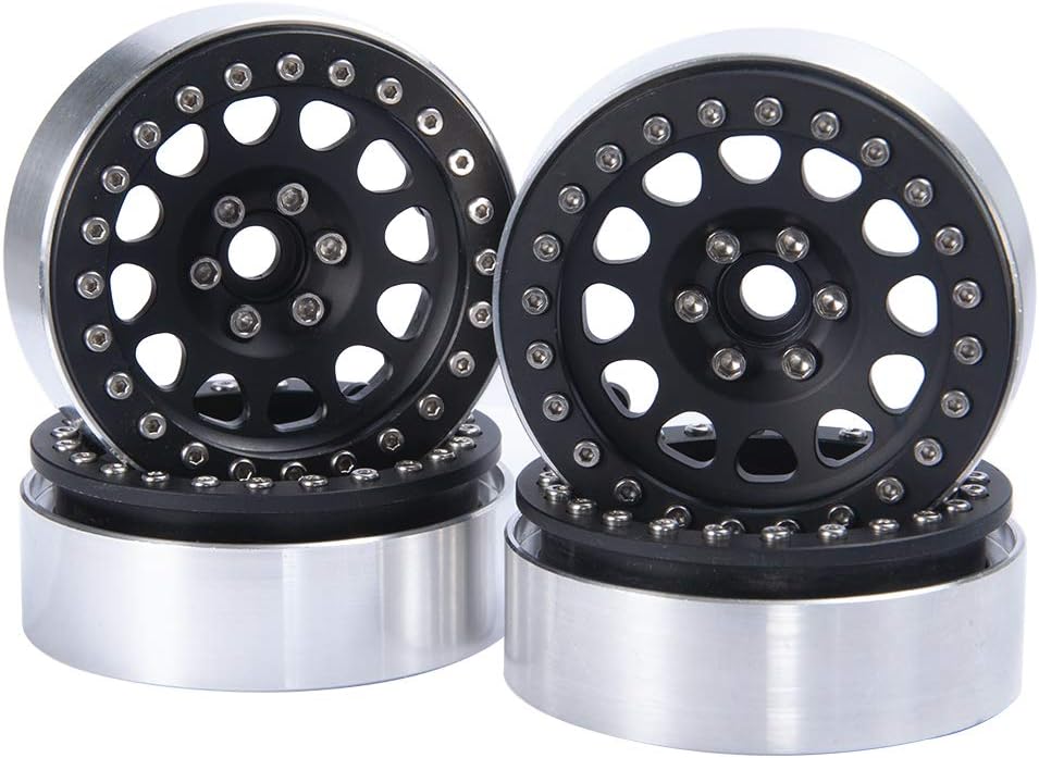 RCLIONS 4PCS Aluminum Alloy 2.2" Beadlock Wheels Rims for 1/10 RC Rock Crawler Car Axial Wraith 90018
