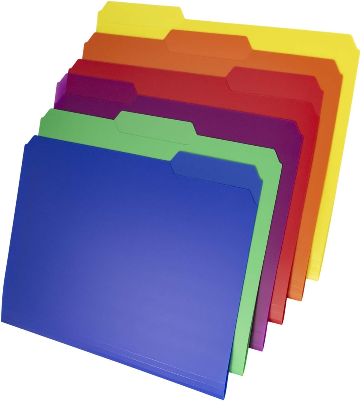 Dunwell Colored Plastic 3-TAB File Folders (6 Pack, Assorted Colors) Letter Size, 1/3-Cut Tabs, More Durable Than Manila Folders, Labels Included, Writable Erasable Top Tabs Document Filing Storage : Office Products