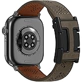 Grahied Genuine Leather Watch Band Compatible with Apple Watch Bands 42mm 44mm 45mm 46mm 49mm, Dressy Strap Magnetic Buckle for Women Men iWatch Ultra SE Series 10/9/8/7/6/5/4/3/2/1