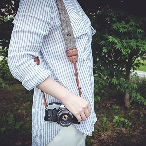 TARION-Camera-Shoulder-Neck-Strap-Vintage-Belt-for-All-DSLR-Camera-Nikon-Canon-Sony-Pentax-Classic-White-and-Brown-Weave
