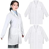 Silipull 2 Pcs Universal Lab Coats for Women Belted 33" White Professional Medical Coat Lab Jacket for Doctor Nurse