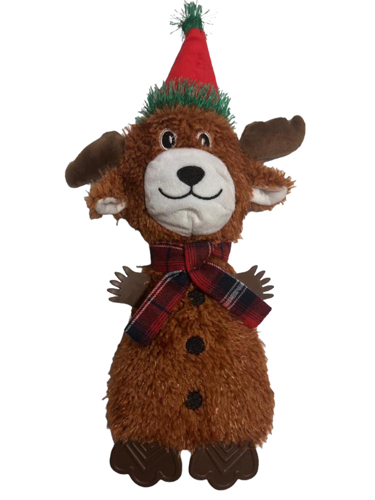 Dog Interactive Christmas Pet Plush Chew Toy Squeak Honking Santa Snowman Reindeer Penguin Turkey Dog Toys Soft Natural Corduroy Stuffed Dog Pet Xmas Toy Gift (Rudolph TPR Arms & Legs)