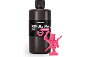 ELEGOO ABS-Like Ultra Photopolymer 3D Printer Resin, 365-405nm UV-Curing Resin, Fluorescent Colors, High Toughness, Compatible with Mars Saturn Jupiter MSLA LCD DLP Resin 3D Printers, Neon-Peach 1KG