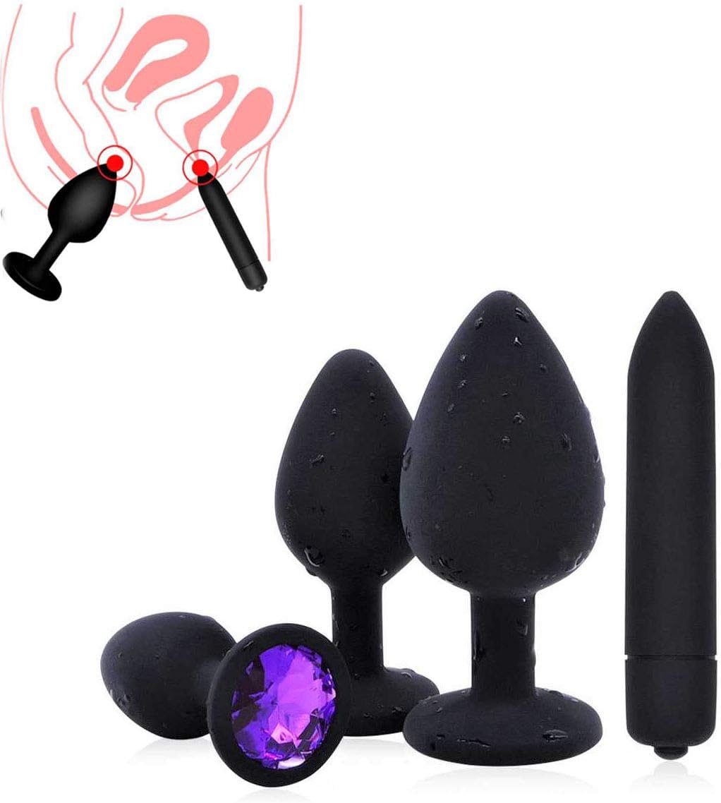Sensuality Anales Toys for Women and Men 4Pcs Beginner Plug Set Toy Training Kit Novelty Anales Trainer with T-bar Base Pink by Teanmy (Black1)