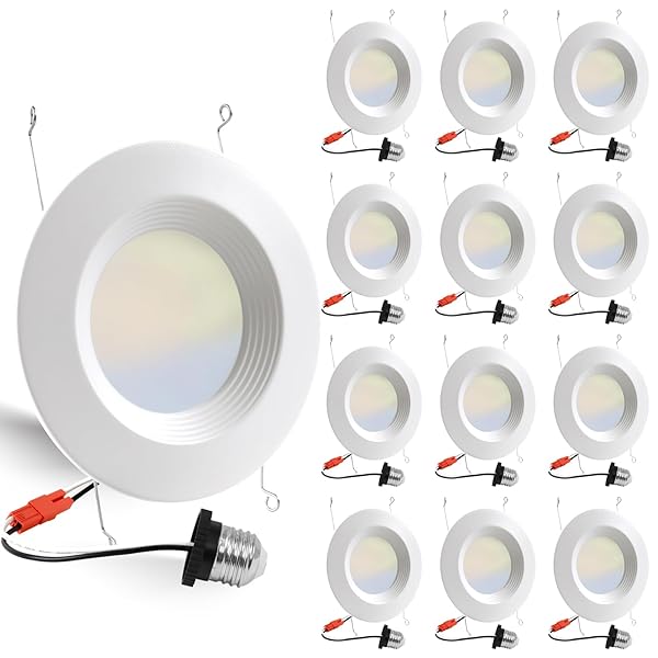 12 PACK 5/6 INCH 5CCT LED RECESSED LIGHTING...
