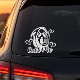 2Pcs Call Me Ghostface Halloween Car Decals Vinyl Window Sticker | Horror scream mask phone hearts graphics, waterproof decal for vehicles, 2 pack