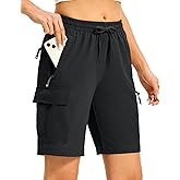 TBMPOY Women's Hiking Cargo Shorts 8.5" Lightweight Quick-Dry Water Resistant Athletic Shorts with Zipper Pockets
