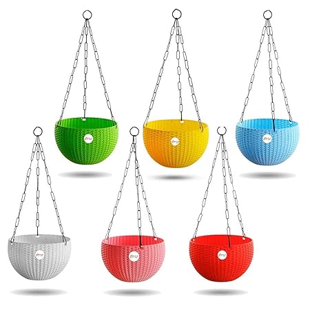 Kraft Seeds Hanging Planter Gamla Pot (Multicolour, Pack of 6)