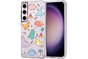 MOSNOVO Case for Samsung Galaxy S23, [Buffertech 6.6ft Military-Grade Drop Protection] [Anti Peel Off Tech] Clear TPU Bumper Phone Case Cover Design - Dinosaur Land