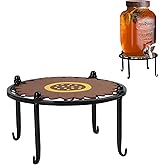Kcgani Heavy-duty Metal Beverage Drink Dispensers Stand, Drinking Crock Cold Water Glass Container Holder, Countertop Rack Base for Juice Lemonade Dispenser Mason Jar, Max Diameter 8", Black