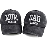 Mom and Dad Hats Est 2025, Mothers Fathers Day Birthday Gifts for Dad Mom, Pregnancy Must Haves for Expecting, New Parents Baseball Cap for Couples