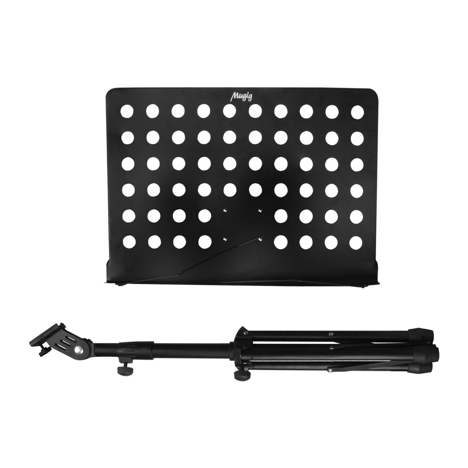 Mugig Music Stand,Sheet Music Stand Portable Adjustable Folding Music Holder for Instrument pad,books,Professional Collapsible Music Stand for Music Sheet(Black),Perfect for Instrumental Performance.