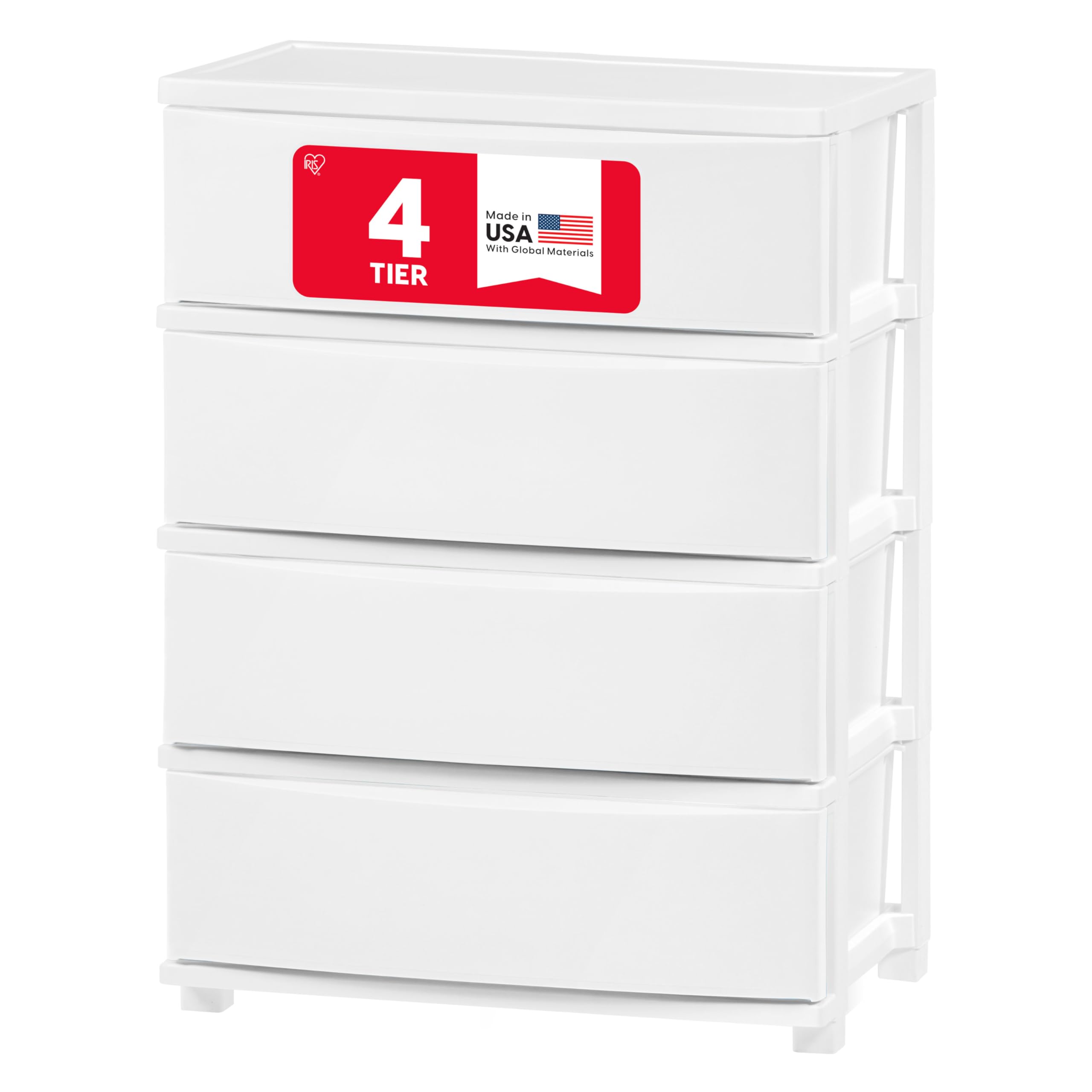 Photo 1 of ***FACTORY SEALED***IRIS USA Plastic Drawer Storage Organizer, 4-Drawers, for Classroom Art Supplies Bathroom Dorm Bedroom Laundry Room, Wide, White Frame with Matte White Front Panels