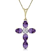 Galaxy Gold GG 14k Yellow Gold 18" Necklace with Amethyst Cross Pendant