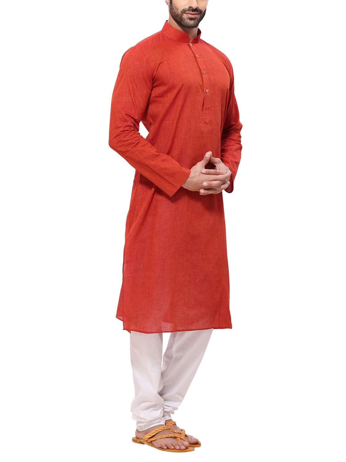 rg designers men's handloom red a kurta pyjama