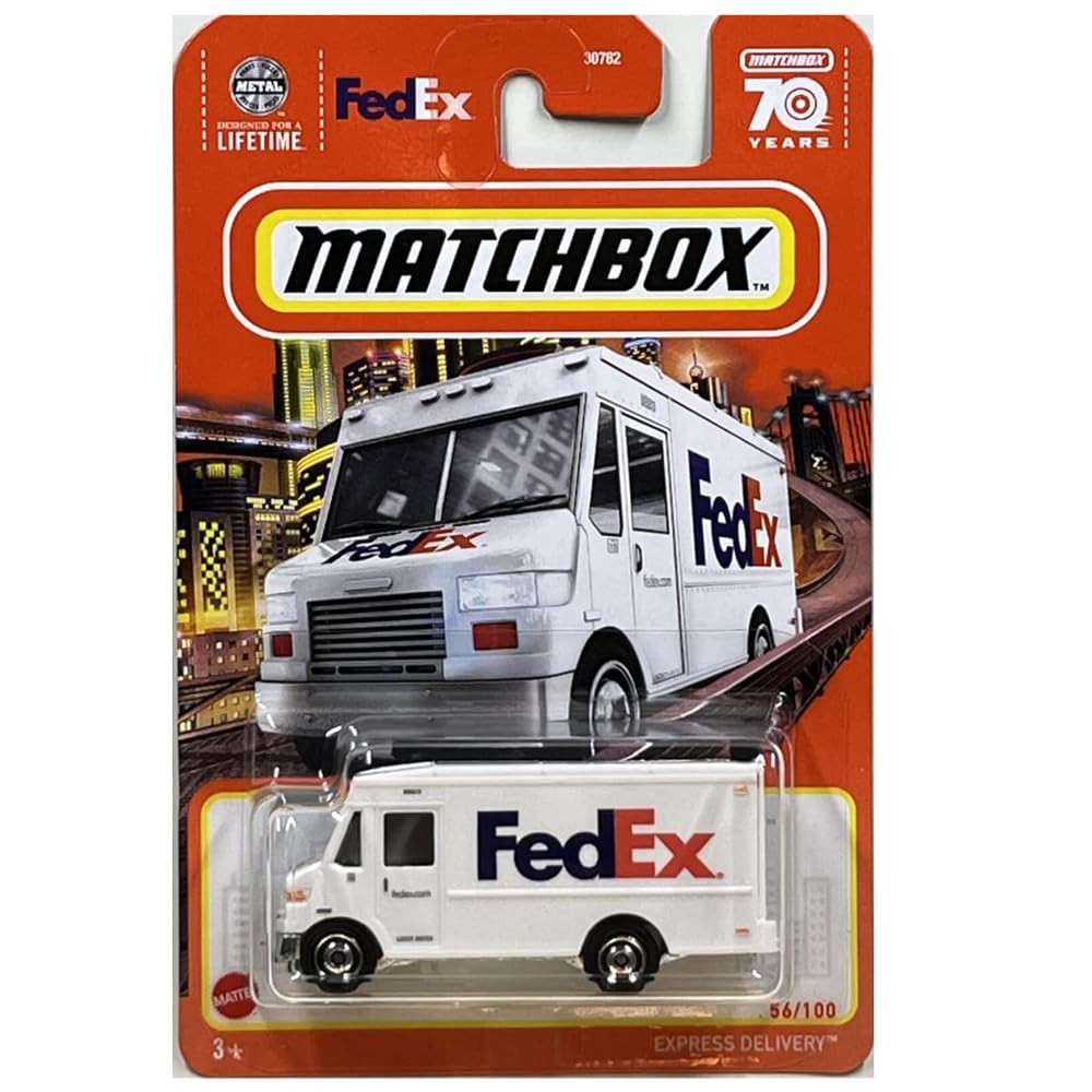 Matchbox FedEx Express Delivery Truck 56/100 - 1:64 Scale - Multicolor - For Children and Adults - Unisex