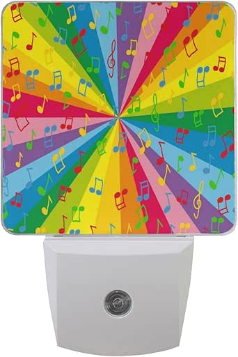 ALAZA - 2 unidades de notas musicales con diseño de rayas de arcoíris