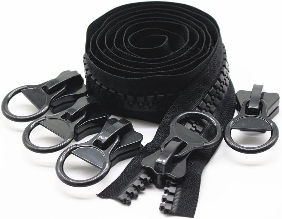 Fermeture éclair Séparable Plastique #10, 162 Cm, Double Tirette - Pour Tente, Sac De Couchage, Bâche | Couleur Noire