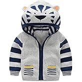 RUKOSU Unisex Baby Hooded Jacket Toddler Boys Girls Zip Up Sweatshirt Hoodie Cartoon Spring Fall Coat