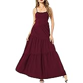 HipGlamp Women's Summer Flowy Tiered Maxi Dress Elegant Spaghetti Strap with Ruffled Skirt Beach Vacations Parties
