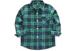 SOBRISAH Men & Boy Button Down Shirt Kid Flannel Shirt Toddler Buffalo Plaid Shirt Boys Western Shirts Long Sleeve Father Son Shirt