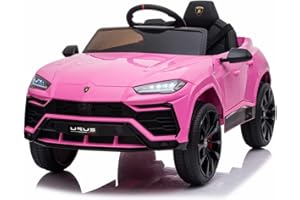 SEGMART 12V Kids Ride On Car Licensed Lamborghini Urus Electric Car for Kids Vehicle Toy/Parent Remote Control, USB Port, AUX, Spring Suspension, Opening Door, LED Light, Pink