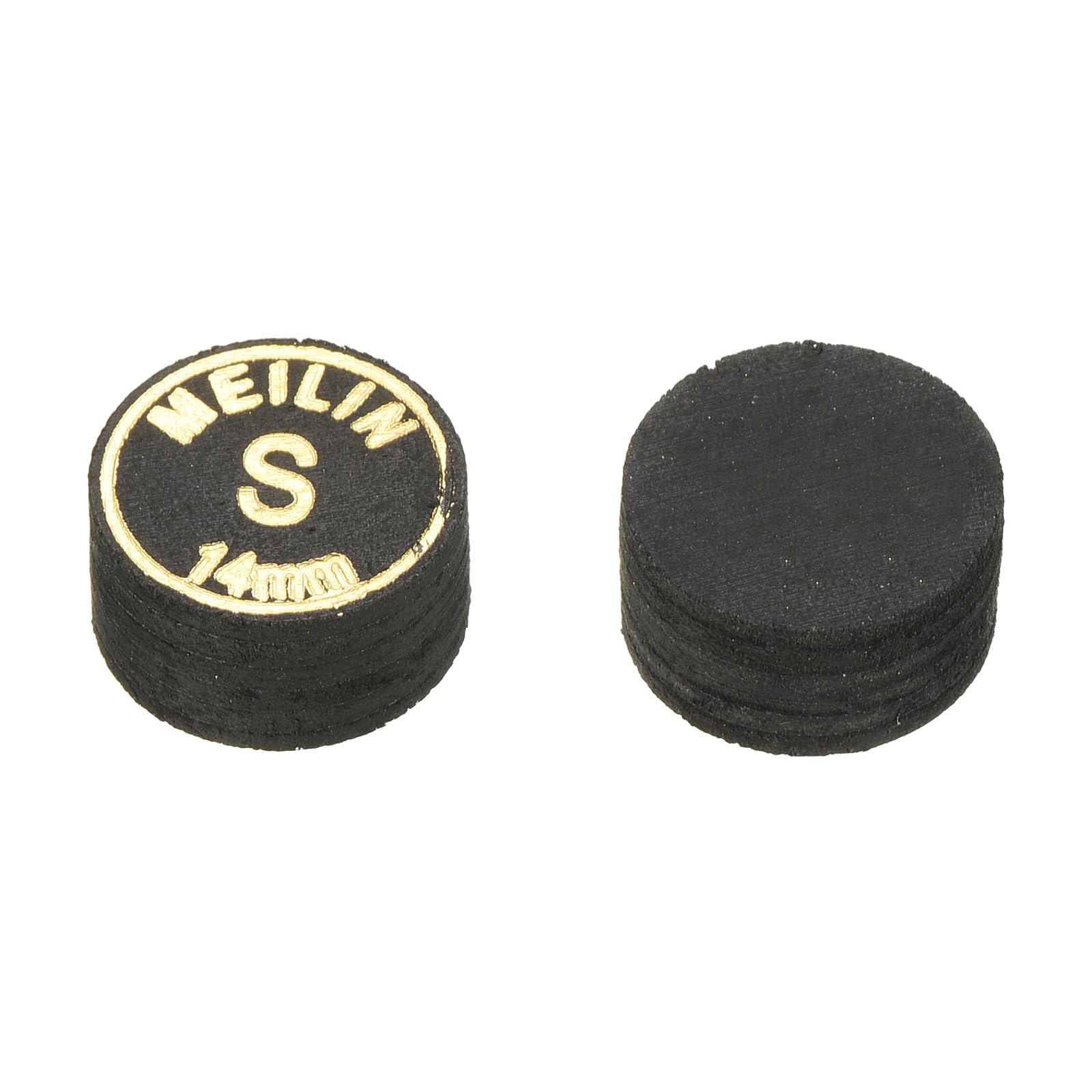 M METERXITY 2 Pack Pool Cue Tips - Laminated Billiard Cue Tips, Soft Multiple Layer Faux Leather, Apply to Pool Cues/Snooker (14mm Dia, Black)