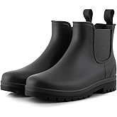 planone Minimalist Everyday Comfort Short Rain Boots for Women Arch Support Chelsea Boots Classic Waterproof Ankle Non-Slip Rubber Shoes with Removable Cushioned Insole