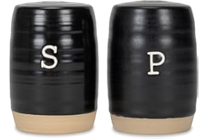 NAT AND JULES Nat & Jules Raw Bottom Black 3 x 2 Ceramic Salt and Pepper Shaker 2 Piece Set
