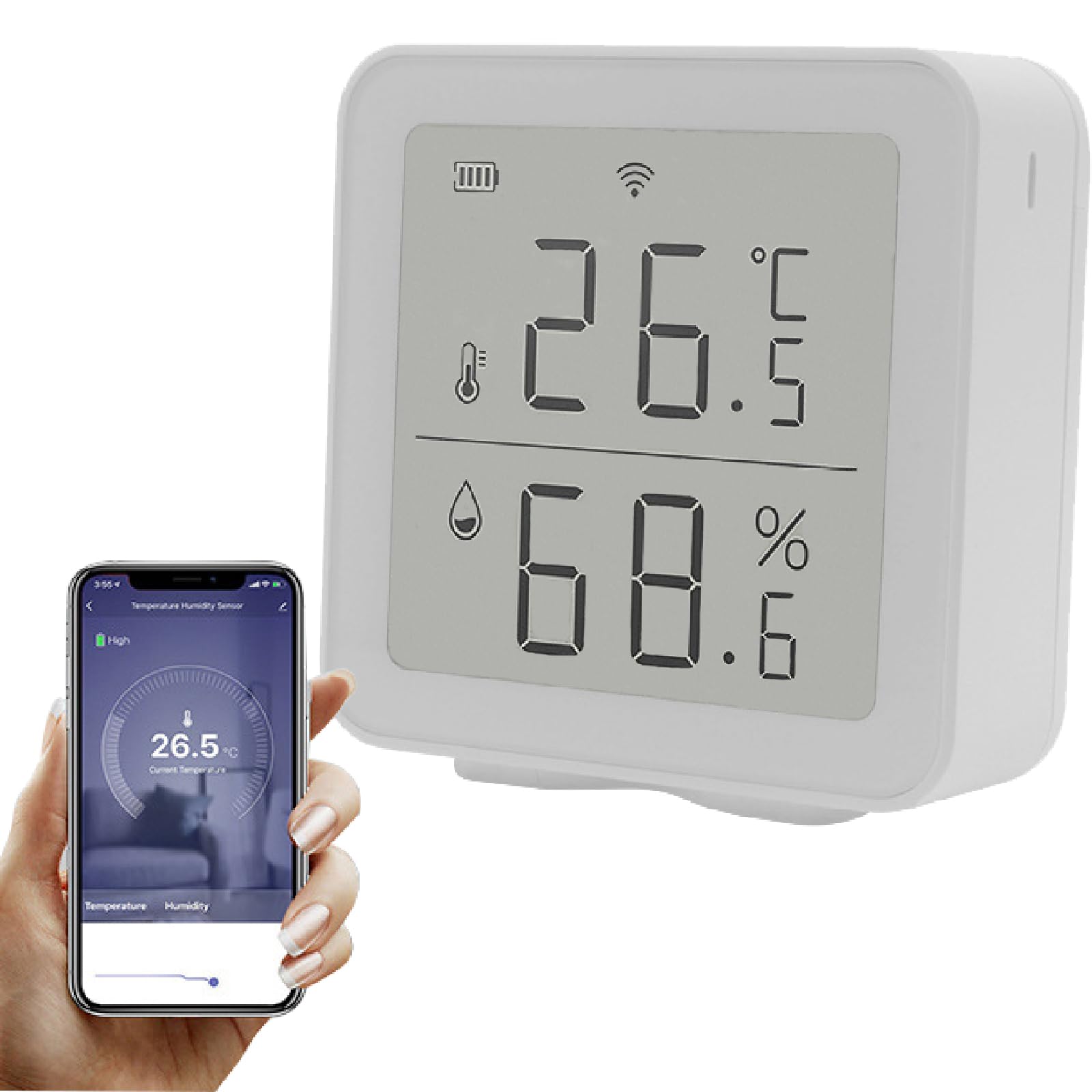 WiFi Thermometer Hygrometer Room, Digital Temperature Humidity Meter with App Notification Alert, Indoor Temperature Monitor for Baby Room, Greenhouse, Office