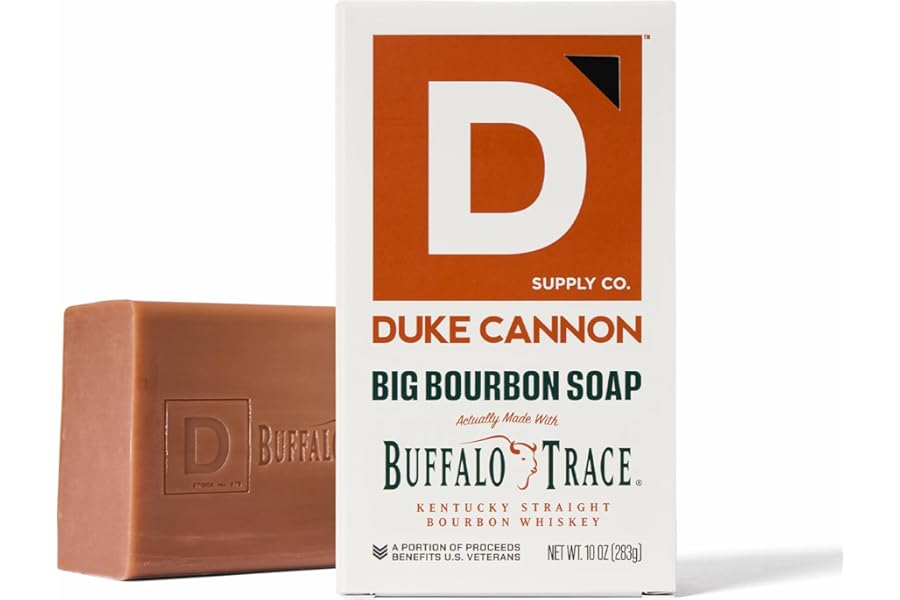 Duke Cannon Supply Co. Extra Large Bar Soap – Men’s Natural Bar Soap With A Masculine Scent – Big American Bourbon Scented – All Skin Types – Hydrating Big Brick of Soap – Bourbon,10 oz