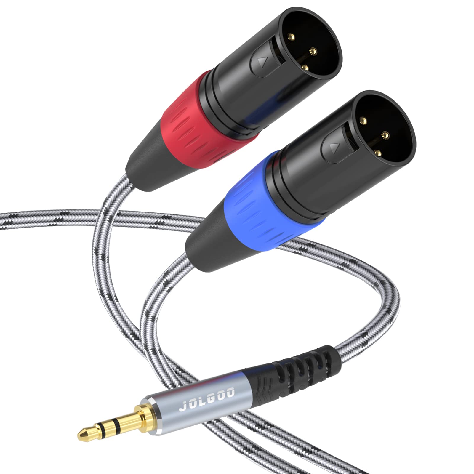 JOLGOO 3.5 mm TRS to Dual XLR Male Pro Stereo Breakout Cable, 1/8" TRS Stereo to 2 XLR Male Y Splitter Patch Microphone Cable, 4.5 Meters — image 1