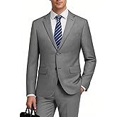 MOGU Suits for Men, 2 Piece Wool Suit with 2 Buttons Tuxedo Blazer Pants for Formal Events, Business