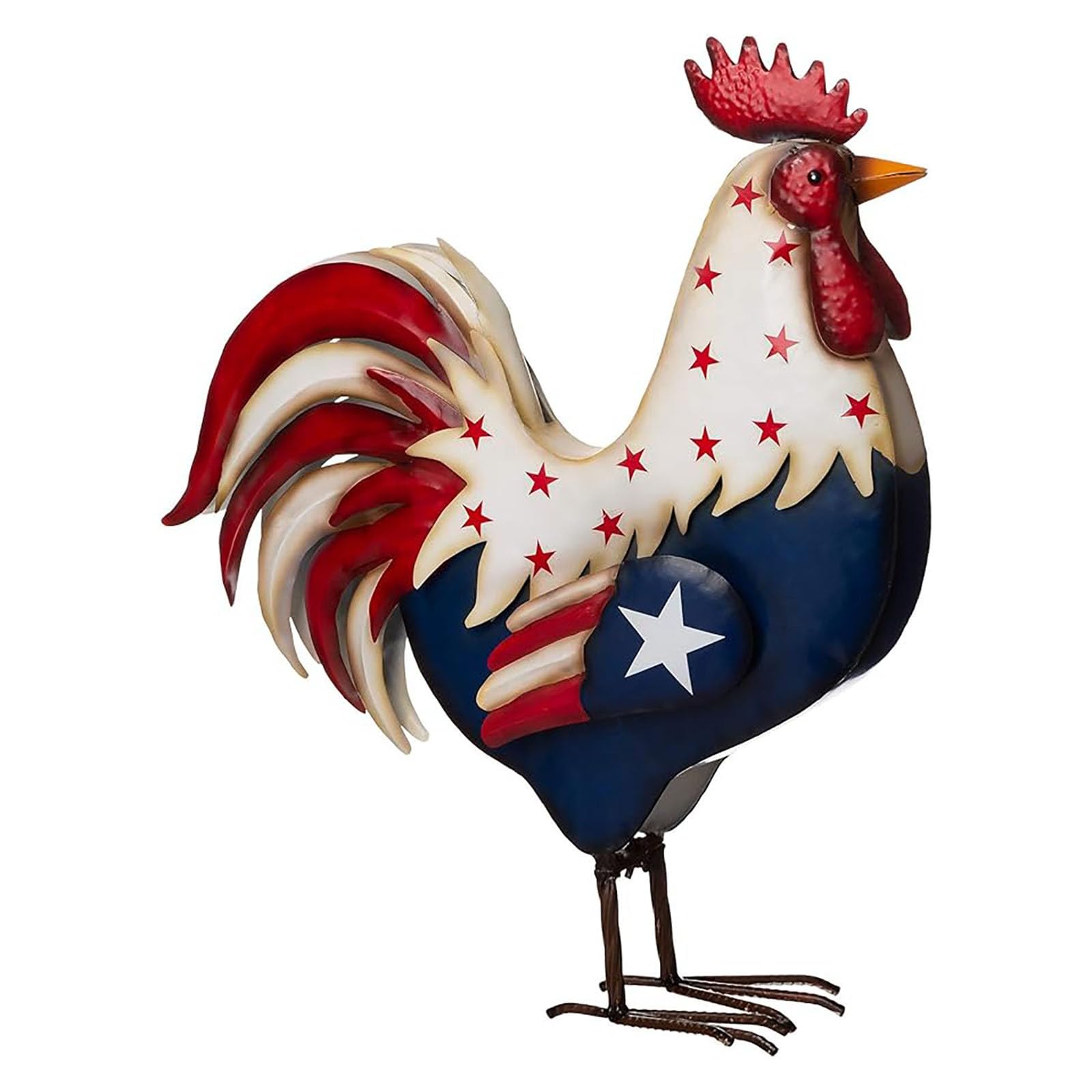 21” Tall Indoor/Outdoor Tropical Metal Rooster Yard Statue Decoration,Chicken Decorations, Metal Chicken Sculpture for Backyard Patio Kitchen Decor & Lawn Ornaments (2PC)