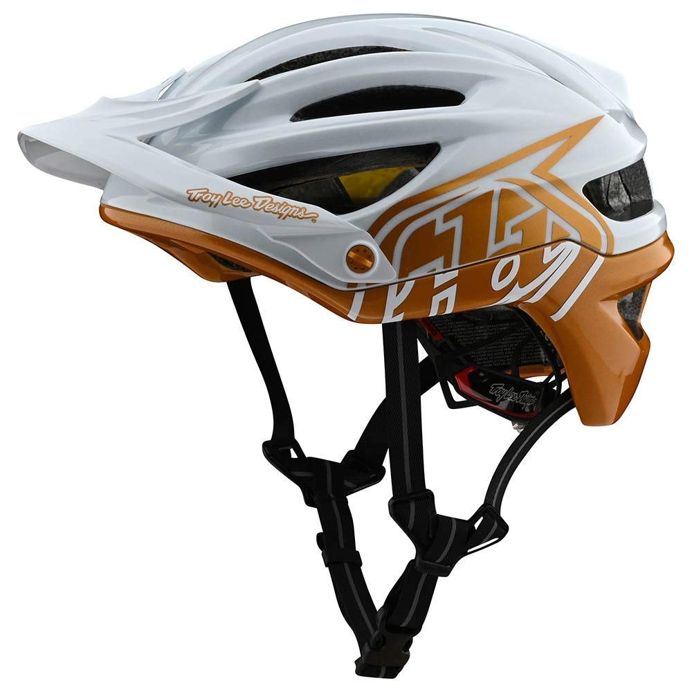 Troy Lee Designs Adult | Trail | Mountain Bike Half Shell A2 Decoy Helmet W/MIPS (Pearl White/Gold, 
