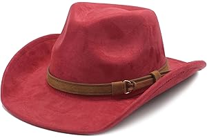CCAKXCJJ Unisex Western Suede Cowboy Cowgirl Hat Classic Wide Brim Fedora Hat for Men &Women