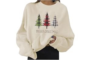 Shusuen Christmas Sweatshirt for Women Casual Crewneck Long Sleeve Christmas Print Pullover Lightweight Comfortable Tops