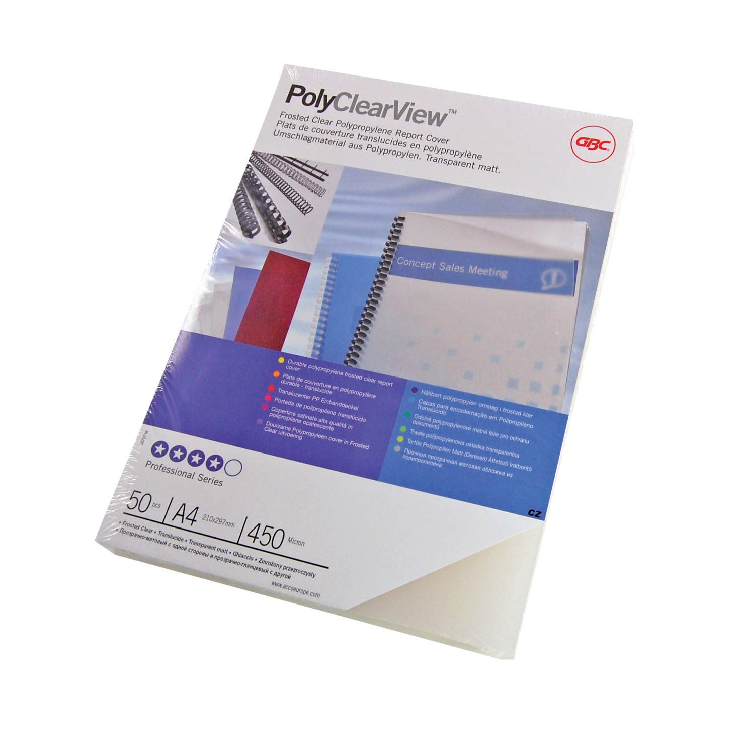 GBC PolyClearView Binding Covers, 350 micron, A4, Clear Matt, Pack of 100, IB387166