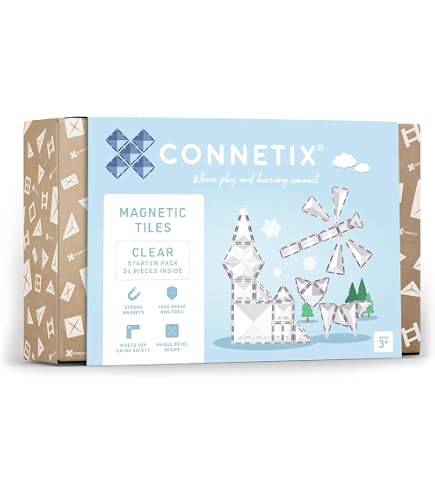 Amazon.com: CONNETIX Magnetic Tiles Clear Rectangle Pack, 12