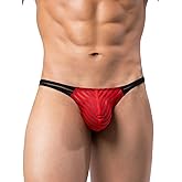 Kaei&Shi Men Mesh Thong,Sexy Striped G-String Underwear,Low Rise Mens Lingerie For Straight Men