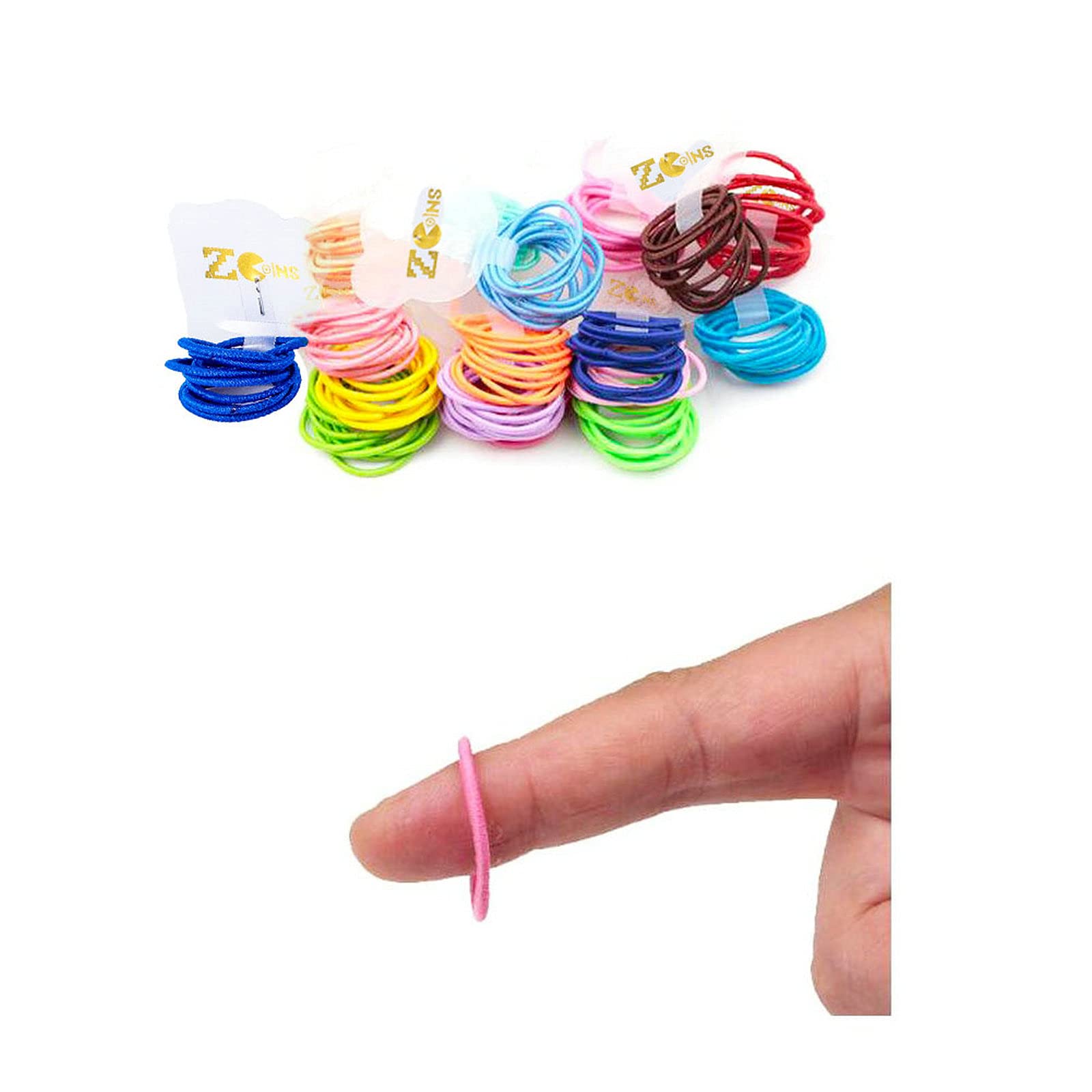ZCOINS 100 Pcs Mini Elastic Hair Bands for Baby Girls and Toddlers, 2mm No Crease Bobbles, 1 Inch (2.5cm) Small Loops, 10 Mixed Colours Hair Accessories